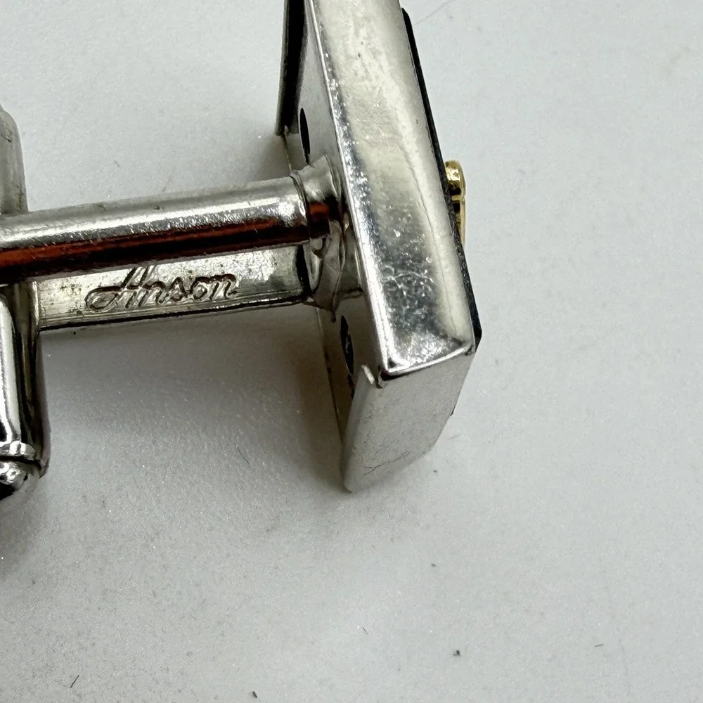 Vintage Freemason Masonic Tie Clip Bar & Cufflink Set 3 Piece Anson Silver Tone